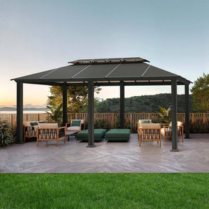 Santa Monica 12 Ft. X 20 Ft. Aluminum Hard Top Gazebo with Mosquito Netting