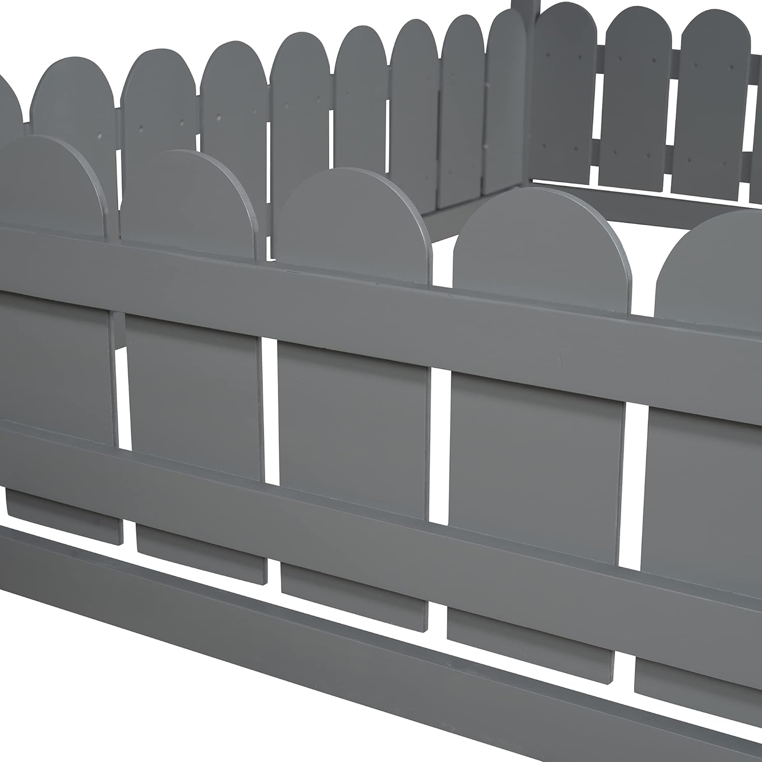 Full Size Wood Bed House Bed Frame with Fence, for Kids, Teens, Girls, Boys Bedroom Furniture Gray 78"X 56.4"X 68.6"(Lxwxh)