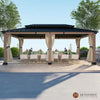 Beverly Hills 12 Ft. X 20 Ft. Outdoor Fir Solid Wood Frame Patio Gazebo Canopy Shelter Galvanized Steel Hardtop Curtain