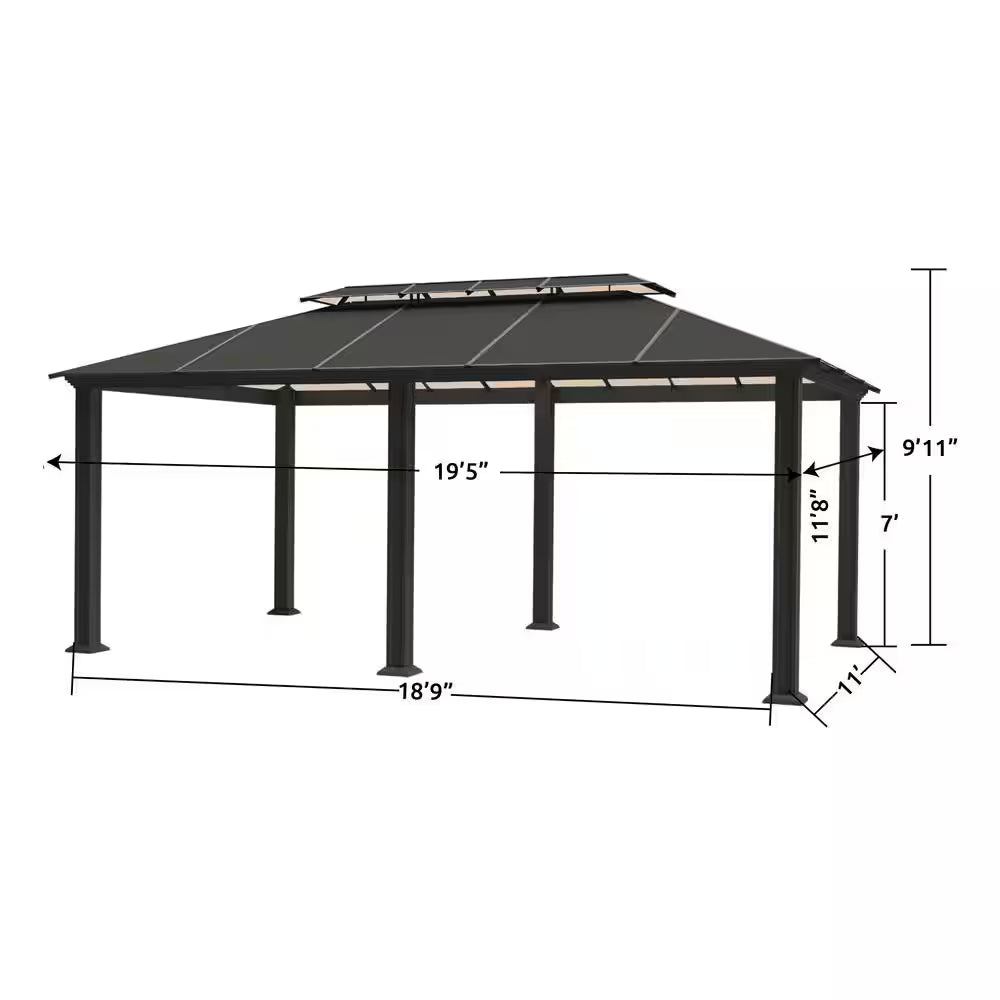 Santa Monica 12 Ft. X 20 Ft. Aluminum Hard Top Gazebo with Mosquito Netting